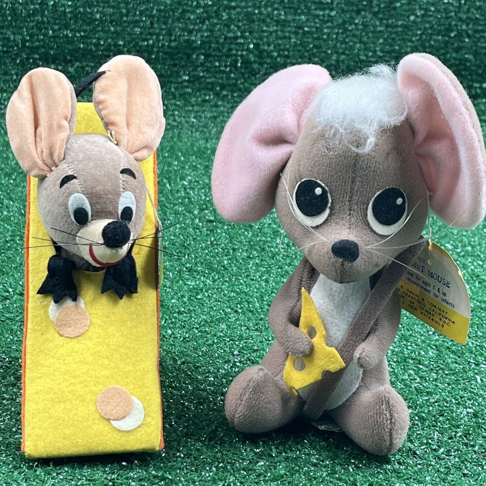 Vintage Dakin Dream Pets Tidbit Mouse #3003 & Roquefort The Mouse #1169‎ NWT
